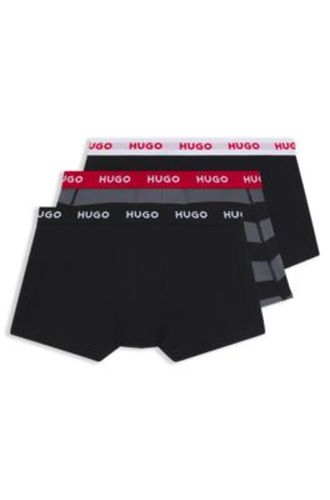 Lot de trois boxers courts en coton stretch avec taille logotée - HUGO - Modalova