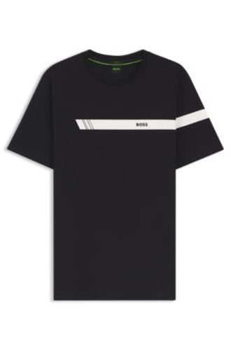 T-shirt Regular en coton stretch à logo rayé - Boss - Modalova