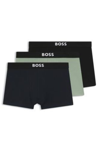 Lot de trois boxers courts en coton stretch avec taille logo - Boss - Modalova