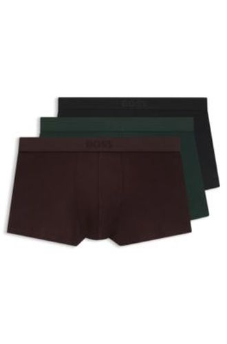 Lot de trois boxers courts en coton stretch avec taille logo - Boss - Modalova