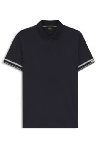 Polo Slim en coton avec bas de manches à rayures - Boss - Modalova