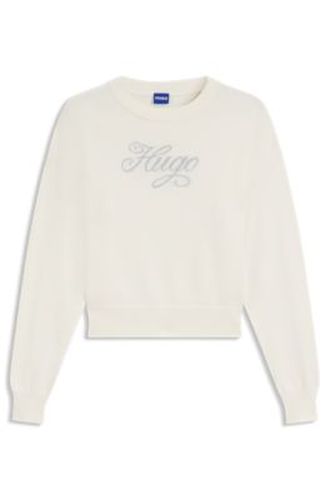 Pull Relaxed en maille avec logo en fil métallisé - HUGO - Modalova