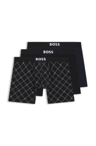 Lot de trois boxers longs en coton stretch - Boss - Modalova