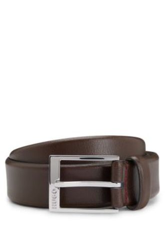 Ceinture en cuir grainé avec finitions en métal argenté - HUGO - Modalova