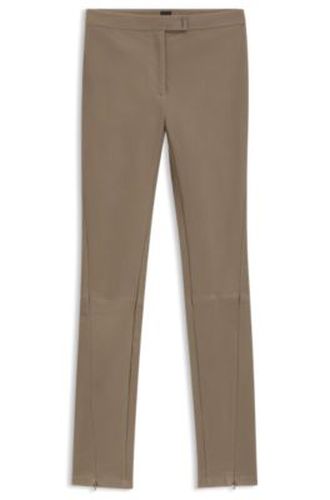 Legging en cuir avec fermeture à agrafe logotée - Boss - Modalova