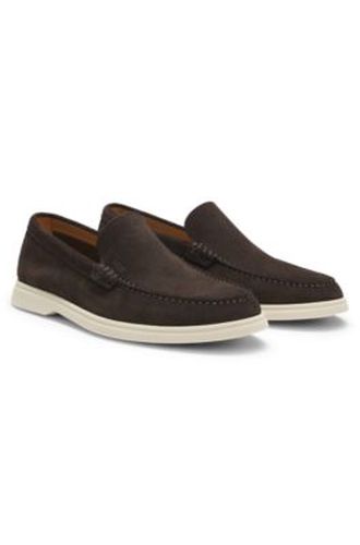 Mocassins en cuir suédé avec logo emé - Boss - Modalova