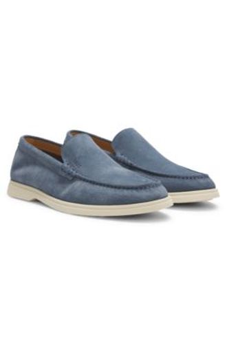 Mocassins en cuir suédé avec logo emé - Boss - Modalova