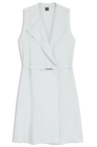 Robe portefeuille ceinturée en doux crêpe - Boss - Modalova