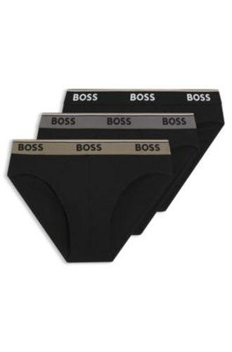 Lot de trois slips en coton stretch avec logo à la taille - Boss - Modalova