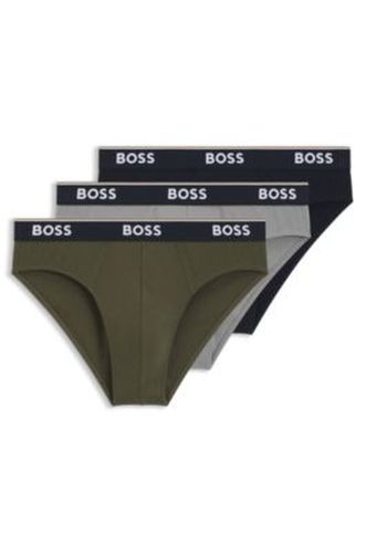 Lot de trois slips en coton stretch avec logo à la taille - Boss - Modalova