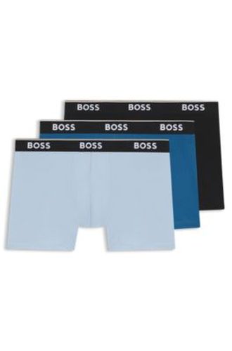 Lot de trois boxers longs en coton stretch avec taille logotée - Boss - Modalova