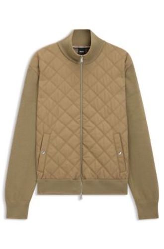 Veste en maille de laine avec devant matelassé - Boss - Modalova