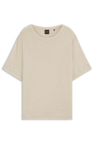 T-shirt en lin à logo brodé - Boss - Modalova