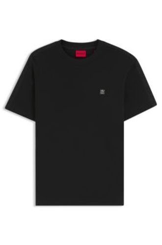 T-shirt coupe décontractée en coton interlock avec épaules brodées - HUGO - Modalova
