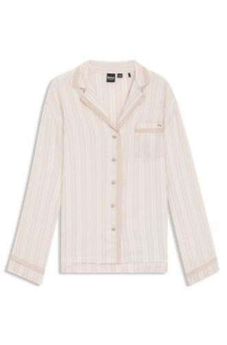 Chemise de pyjama à rayures avec garniture logo - Boss - Modalova