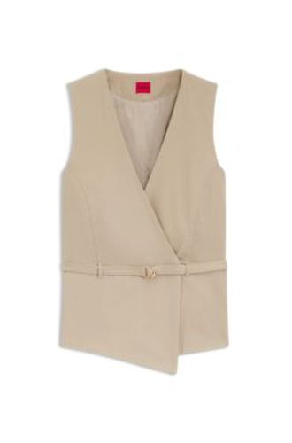 Gilet Regular ceinturé en coton et en chanvre - HUGO - Modalova