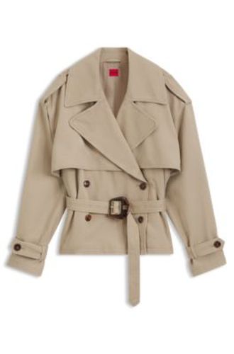 Veste trench courte en coton et lin - HUGO - Modalova