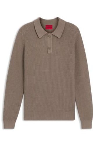 Pull coupe décontractée en coton structuré avec col polo - HUGO - Modalova