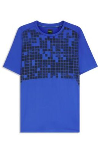 T-shirt Slim sportif en mesh stretch imprimé - Boss - Modalova