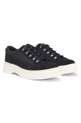 Chaussures derby en cuir suédé avec finitions en toile - HUGO - Modalova
