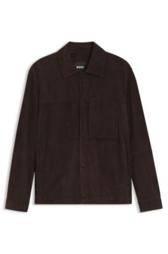 Veste en cuir suédé avec fermeture à boutons-pression - Boss - Modalova