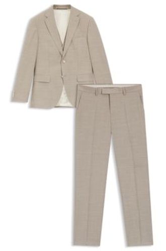 Costume Regular trois pièces en laine stretch à motif - Boss - Modalova