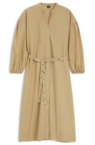 Robe-chemise en popeline de coton avec ceinture à œillet - Boss - Modalova
