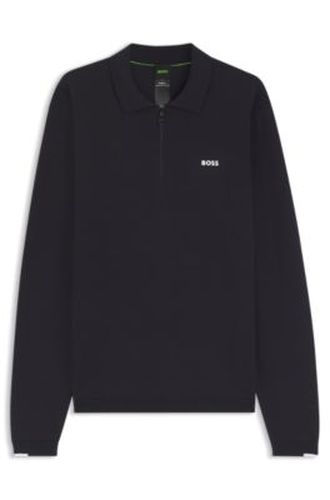 Pull en coton à encolure zippée avec logo contrastant - Boss - Modalova