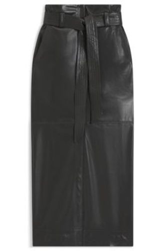 Jupe crayon en similicuir longue avec ceinture à nouer - Boss - Modalova