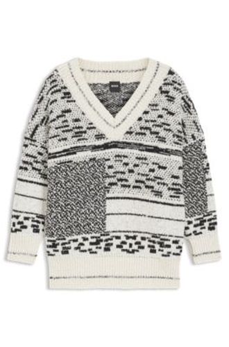 Pull en coton mélangé à motif jacquard - Boss - Modalova