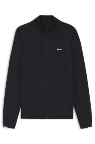 Cardigan en maille de coton à logo contrastant - Boss - Modalova