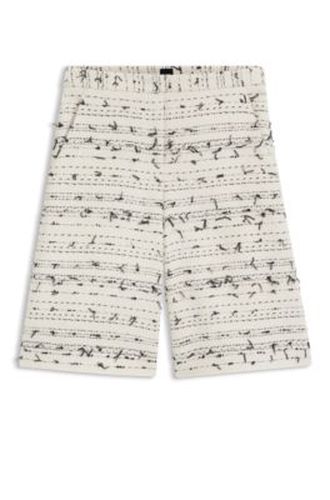 Pantalon Relaxed raccourci en tweed de coton mélangé à rayures - Boss - Modalova