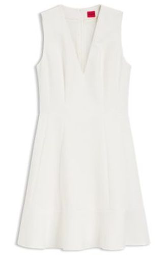 Robe à col V avec détails de couture - HUGO - Modalova