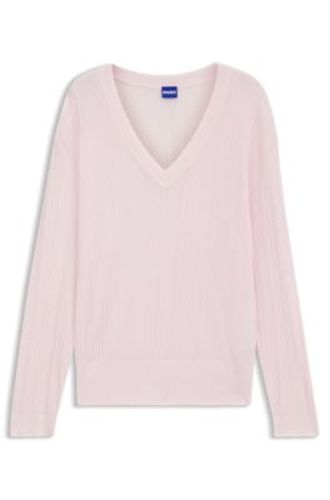 Pull en maille semi-transparente à col V - HUGO - Modalova