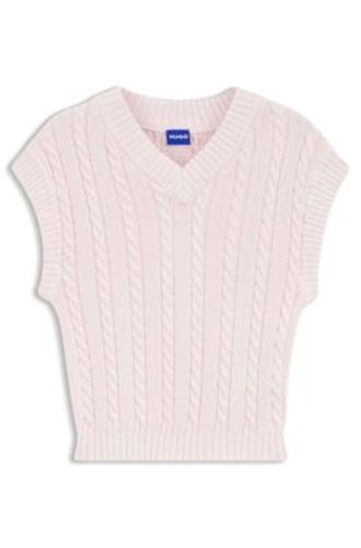 Pull sans manches en coton à la structure en maille torsadée - HUGO - Modalova