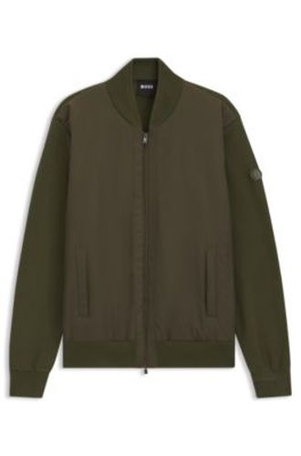 Veste hybride en maille de coton avec col bomber - Boss - Modalova
