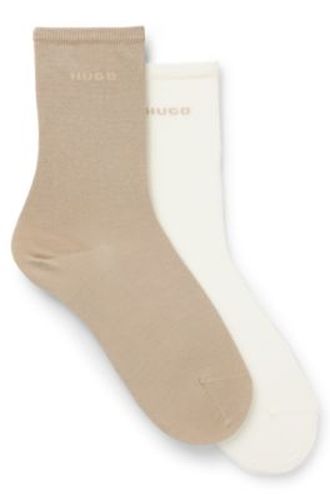 Lot de deux paires de chaussettes mi-hautes en coton mélangé avec logo - HUGO - Modalova