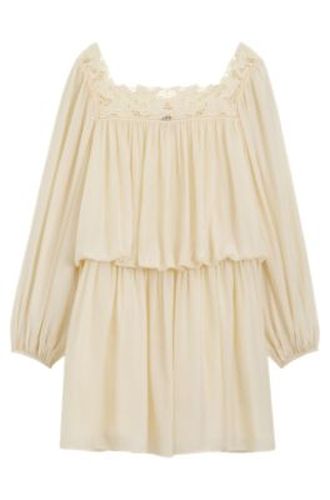 Robe Relaxed en mousseline à encolure brodée - Boss - Modalova