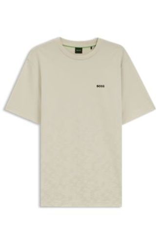 T-shirt en piqué de coton à imprimé intégral - Boss - Modalova