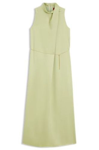 Robe longue en satin avec ceinture chaîne amovible - HUGO - Modalova