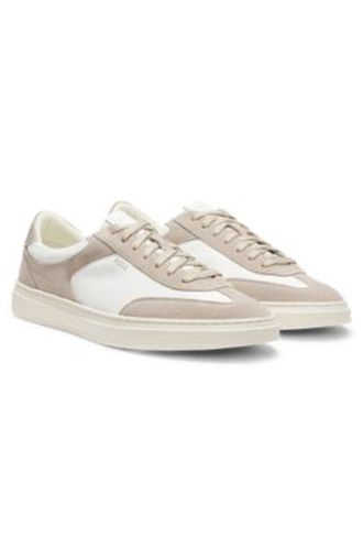 Baskets à lacets avec finitions en cuir suédé - Boss - Modalova