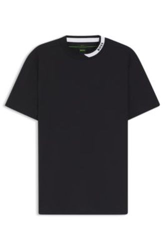 T-shirt en coton stretch avec logo au col - Boss - Modalova