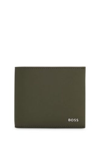 Portefeuille structuré à deux volets avec logo en métal - Boss - Modalova