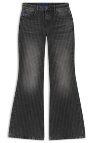 Jean Bootcut taille mi-haute en mélange de coton à fines rayures - HUGO - Modalova