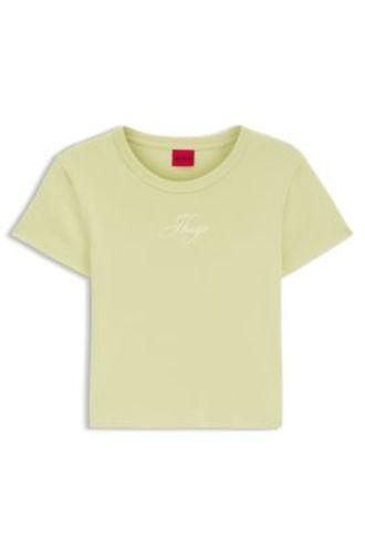 T-shirt en coton mélangé à logo brodé - HUGO - Modalova