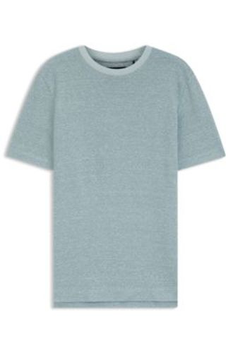 T-shirt structuré mouliné en coton, lin et soie - Boss - Modalova