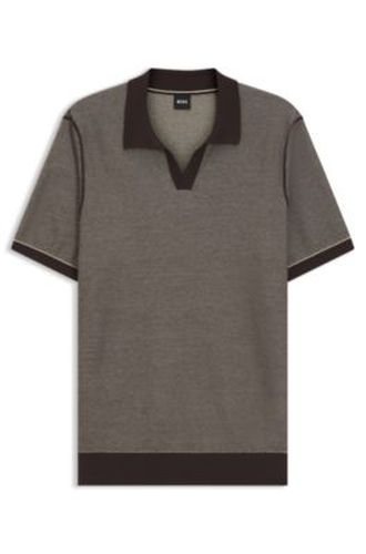 Polo en maille de coton mélangé à rayure horizontale - Boss - Modalova