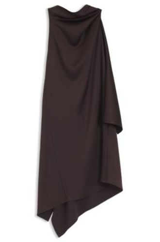 Robe asymétrique sans manches en satin drapé couleur sable - Boss - Modalova