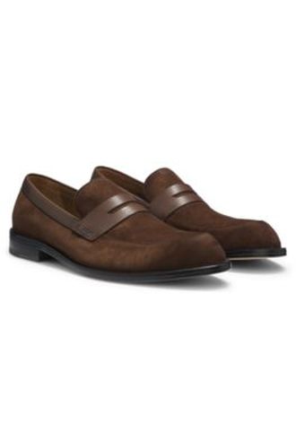 Mocassins en cuir suédé avec finitions en cuir - Boss - Modalova