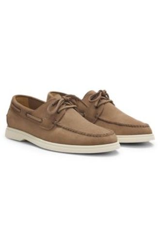 Chaussures bateau en daim avec semelle contrastante - Boss - Modalova